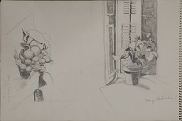 MSB161.jpg,Copyright (c) 2007,2012 by the Estate of Margaret S. Bucher, Elizabeth B. Lucas, executrix. All rights reserved.,contrast enhanced during editing, both signed, radishes are dated 5/17/72, unframed,PENCIL in sketch pad,18x12